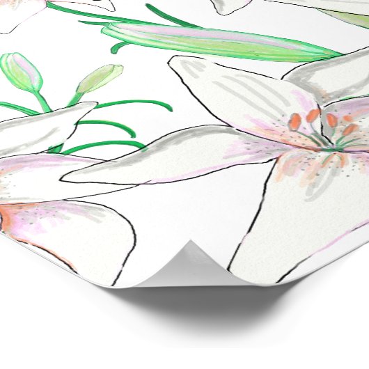 Witte gelilies poster (Hoek)