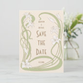 Witte gelilies sparen de datum save the date (Staand voorkant)