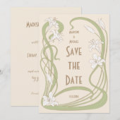 Witte gelilies sparen de datum save the date (Voorkant / Achterkant)