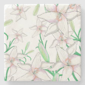 Witte gelilies stenen onderzetter (Voorkant)