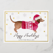 Witte Gelukkige Feestdagen Waterverf Dachshund Hon (Voorkant)