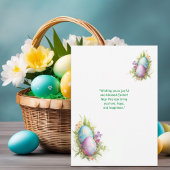 Witte Gelukkige Paashaas met Eieren Feestdagenkaart