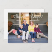 Witte gelukkigste Feestdagen Foto Briefkaart (Voorkant / Achterkant)