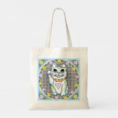 Witte Gelukskat Tote Bag (Achterkant)