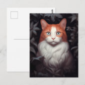 witte gemberkat tussen de bladeren briefkaart (Voorkant / Achterkant)