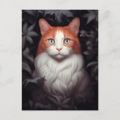 witte gemberkat tussen de bladeren briefkaart (Voorkant)