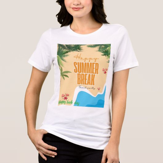 Witte gemengde beuken T-shirt. Tri-Blend Shirt (Voorkant)