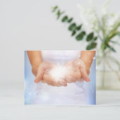 Witte genezingsvlam: handen door genezing briefkaart (Staand voorkant)