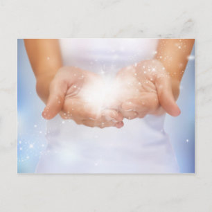 Witte genezingsvlam: handen door genezing briefkaart
