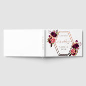 Witte geometrische bordeauxrode bloemen bruiloft gastenboek (Volledig)