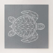 Witte geometrische draadframe zeeschildpad legpuzzel (Horizontaal)