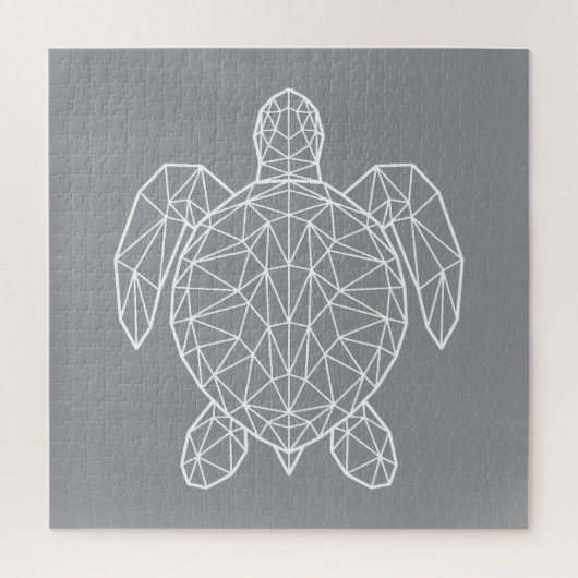 Witte geometrische draadframe zeeschildpad legpuzzel (Verticaal)