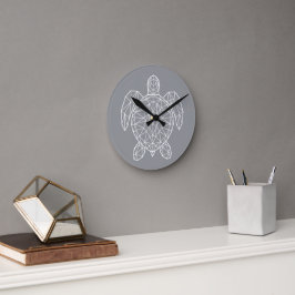 Witte geometrische draadframe zeeschildpad ronde klok
