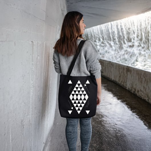 Witte geometrische driehoeken tote bag