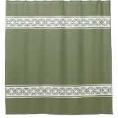 Witte Geometrische gepatterde strepen op Sage Gree Douchegordijn (Voorkant)