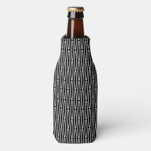 Witte geometrische herhaling flesjeskoeler (Fles Voorkant)
