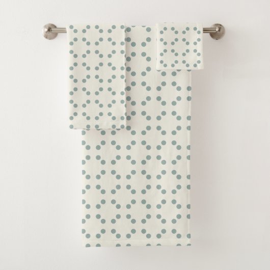 Witte geometrische print met groen-blauwe stippen bad handdoek (Insitu)