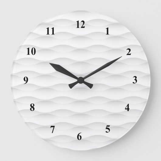 Witte Geometrische schaduwachtergrond Grote Klok (Voorkant)