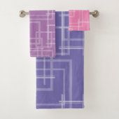 Witte Geometrische snijdende willekeurige vierkant Bad Handdoek (Insitu)