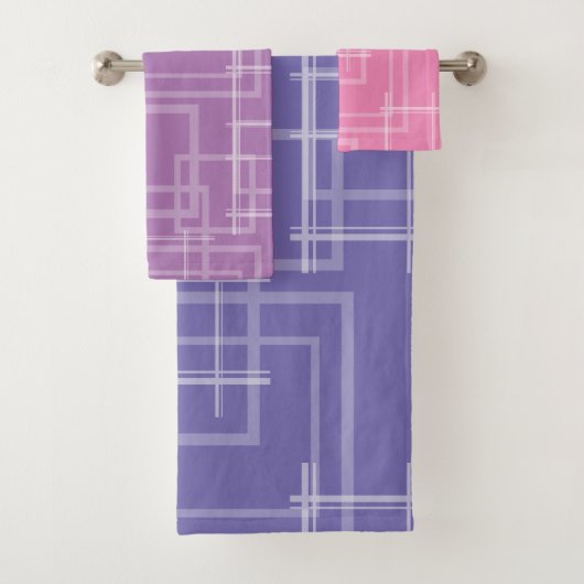 Witte Geometrische snijdende willekeurige vierkant Bad Handdoek (Insitu)