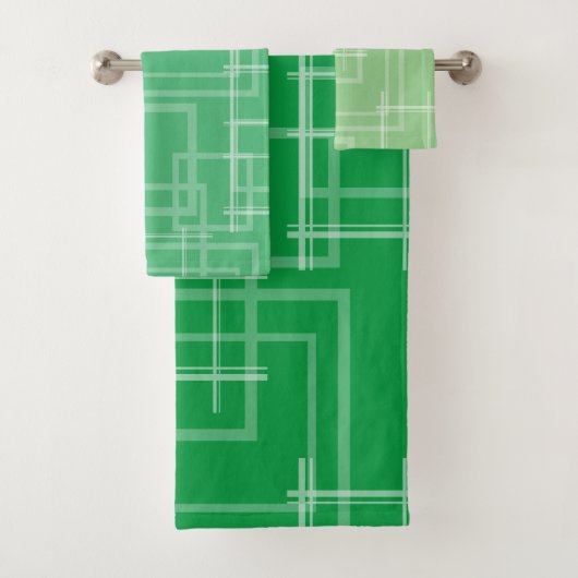 Witte Geometrische snijdende willekeurige vierkant Bad Handdoek (Insitu)