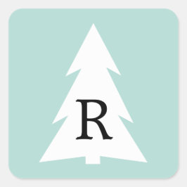 Witte geometrische structuur op Mint Green Custom  Vierkante Sticker