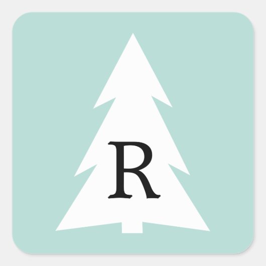 Witte geometrische structuur op Mint Green Custom  Vierkante Sticker (Voorkant)