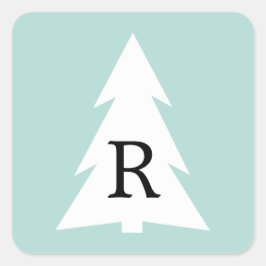 Witte geometrische structuur op Mint Green Custom  Vierkante Sticker