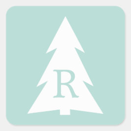 Witte geometrische structuur op Mint Green, uw mon Vierkante Sticker