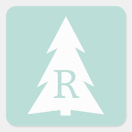 Witte geometrische structuur op Mint Green, uw mon Vierkante Sticker