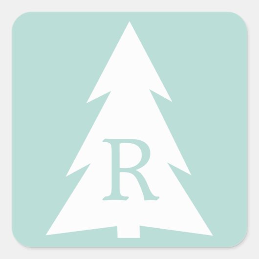 Witte geometrische structuur op Mint Green, uw mon Vierkante Sticker (Voorkant)