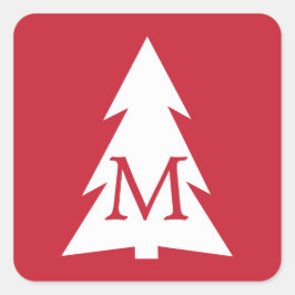 Witte geometrische structuur op rood met aangepast vierkante sticker