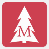 Witte geometrische structuur op rood met aangepast vierkante sticker (Voorkant)