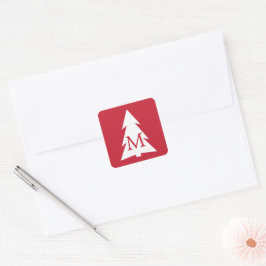Witte geometrische structuur op rood met aangepast vierkante sticker