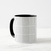Witte geometrische vierkant mok (Voorkant links)