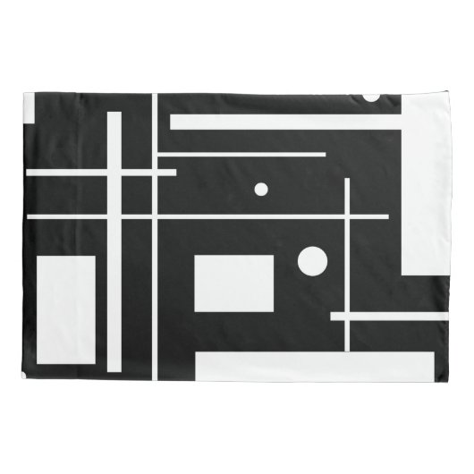 Witte geometrische vormen op Hoesje met zwarte loo Kussensloop (Achterkant)