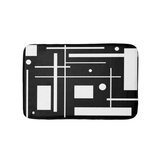 Witte geometrische vormen op zwarte bath mat (Voorkant)