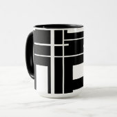 Witte geometrische vormen op zwarte koffie Mok (Voorkant links)