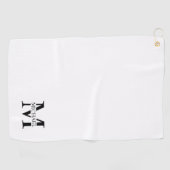 Witte gepersonaliseerde monogram en naam golfhandd golfhanddoek (Horizontaal)