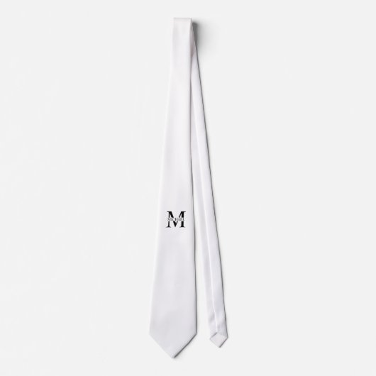 Witte gepersonaliseerde monogram en naam stropdas (Voorkant)