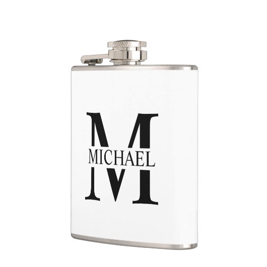 Witte gepersonaliseerde monogram- en naamfles heupfles (Links)