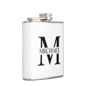 Witte gepersonaliseerde monogram- en naamfles heupfles (Rechts)