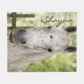 Witte, gepersonaliseerde paardennaam fleece deken (Voorkant (Horizontaal))