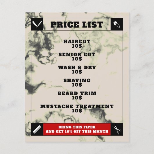 Witte, geplateerde barber-achtige flyer (Achterkant)