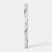 Witte Gequilteerde Leren & Gouden Stiksels Hoesje iPhone 16 Hoesje (Linkerkant)