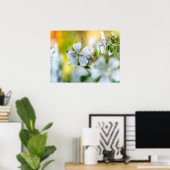 Witte Geranium Bloem Abstracte Natuur Foto Poster (Thuiskantoor)