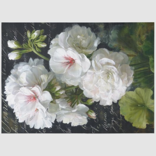 Witte Geranium Bloem Decoupage Tissuepapier (Voorkant)