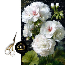 Witte Geranium Bloem Decoupage Tissuepapier