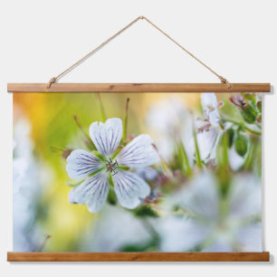 Witte Geranium Zomer Bloem Botanische Foto Hangend Wandkleed
