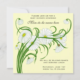 Witte Gerber Madeliefjes Baby Shower Kaart